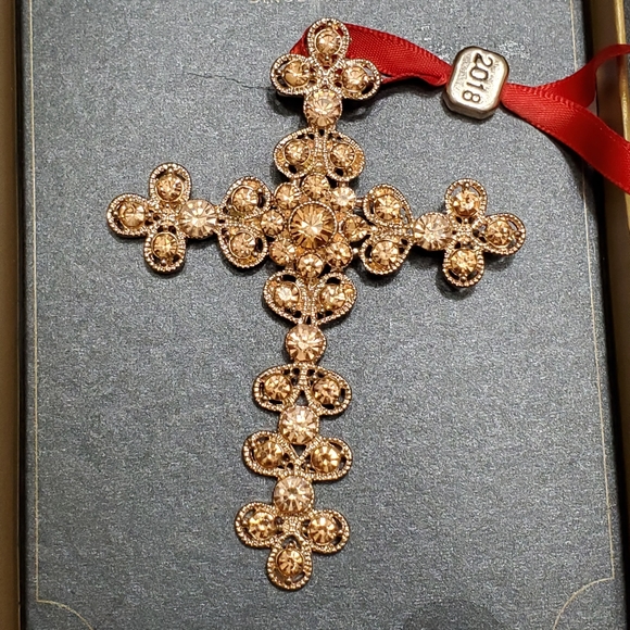 Monet Other - Monet rose gold tone rhinestone cross ornament